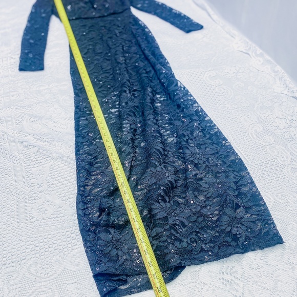 Stunning Women's Bodycon Lace Black Dress Sexy New Years Eve Sequin Gown - Picture 12 of 15